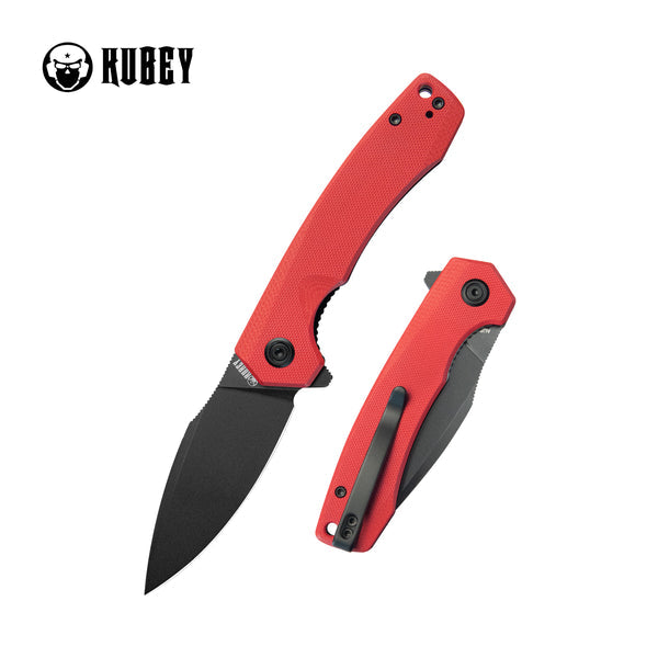 KUBEY Calyce Drop Point Folding Knife, Red/Black
