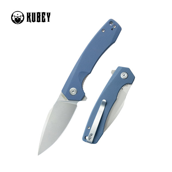 KUBEY Calyce Drop Folding Knife, Pt. Blue