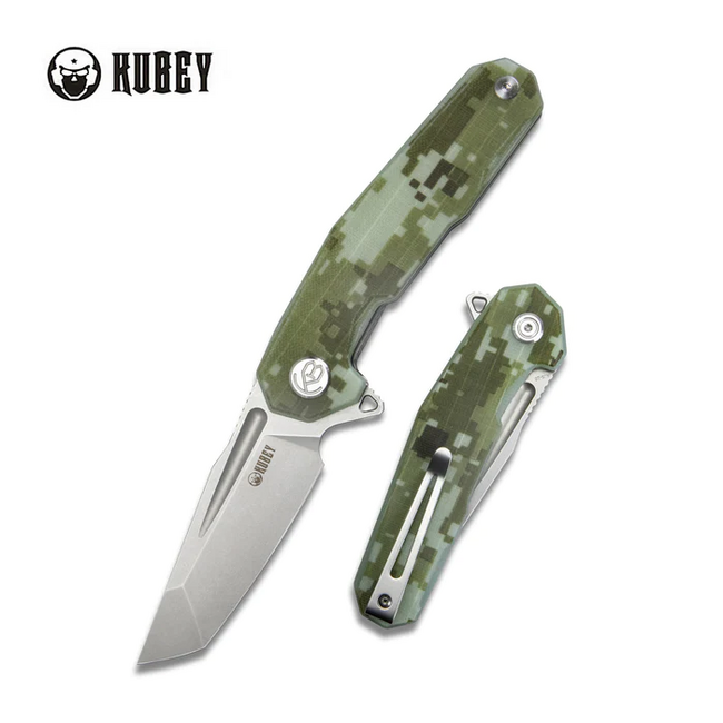 KUBEY Carve Folding Knife, AUS 10 Steel, Camo