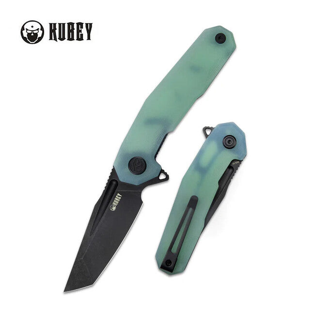 KUBEY Carve Folding Knife, AUS-10 Steel, Jade