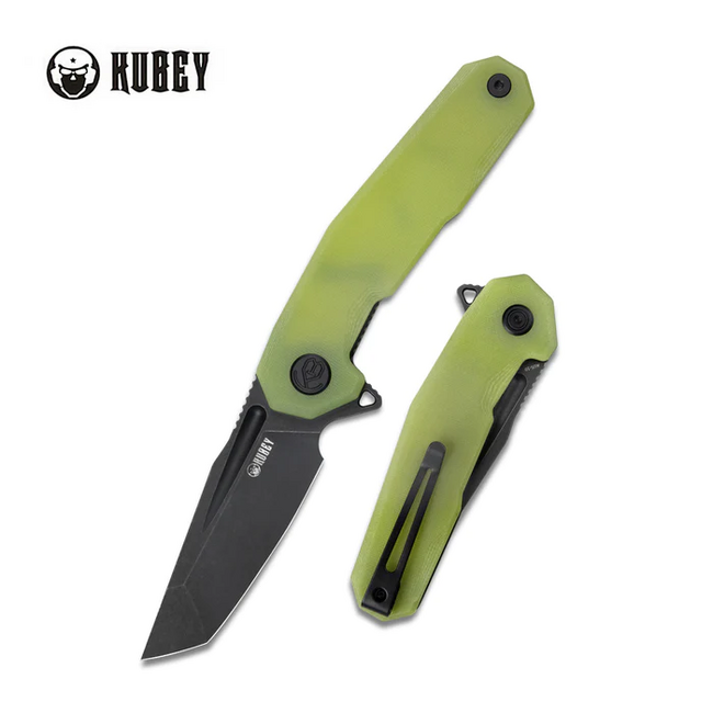 KUBEY Carve Folding Knife, AUS-10 Steel, Yellow