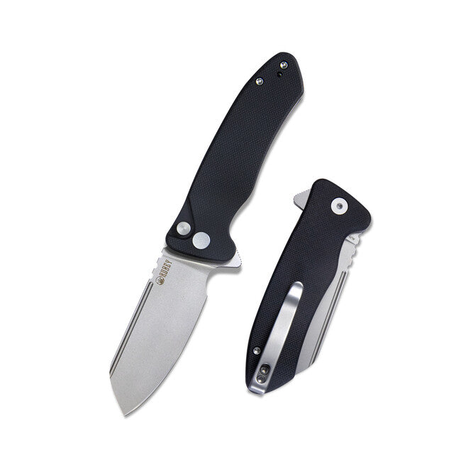 KUBEY Creon S Folding Knife, Black-Blue G10