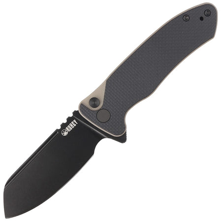 KUBEY Creon S Folding Knife, Black-Tan G10