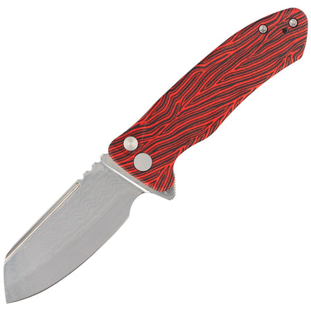 KUBEY Creon S Folding Knife, Damascus & Red