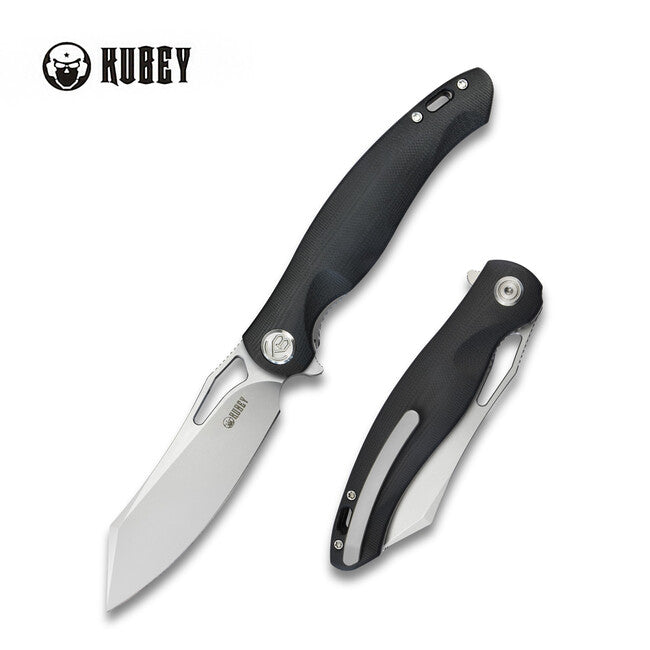 KUBEY Drake Folding Knife, 14C28N Steel, Black