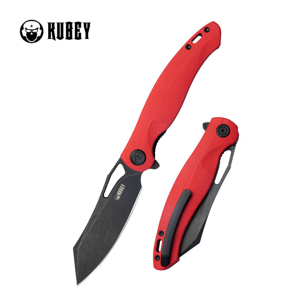 KUBEY Drake Folding Knife, AUS 10 Steel, Red