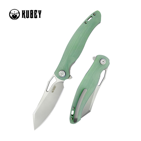 KUBEY Drake Folding Knife, AUS 10 Steel, Jade