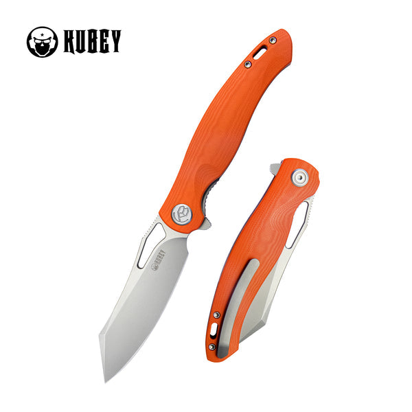 KUBEY Drake Folding Knife, AUS-10 Steel, Orange