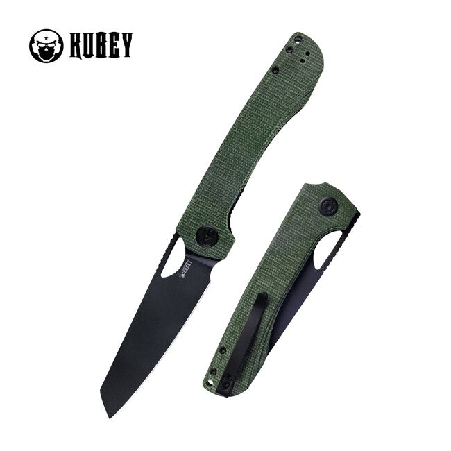 KUBEY Elang Folding Knife Green Micarta & Black