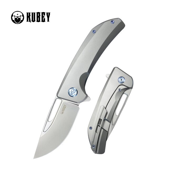 KUBEY Hyperion Folding Knife, Silver Titan