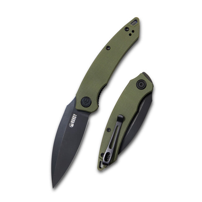 KUBEY Folding Knife Leaf Green & Black