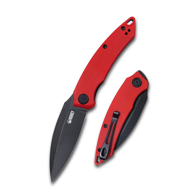 KUBEY Leaf Folding Knife, Red & Black