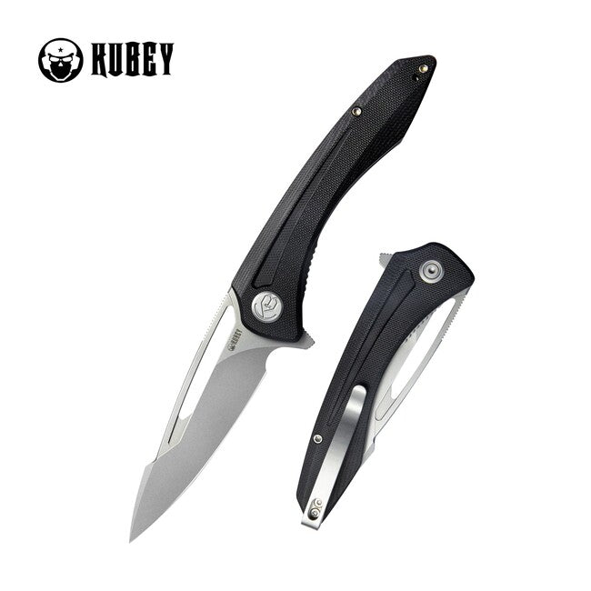 KUBEY Merced Folding Knife Black G10