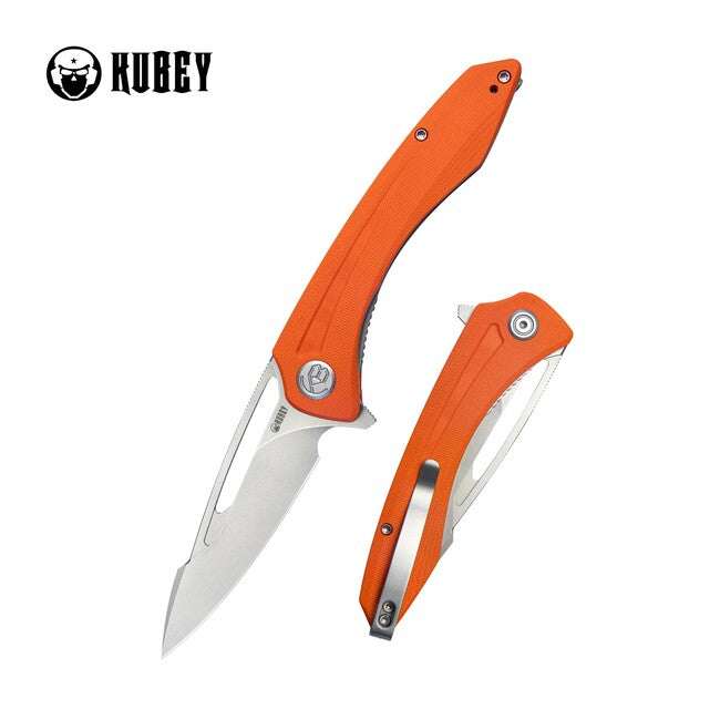 KUBEY Merced Folding Knife Orange G10