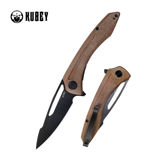 KUBEY Merced Folding Knife Tan Micarta