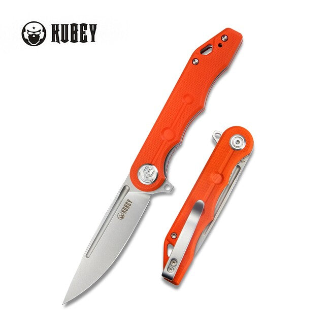 KUBEY Mizo Folding Knife, Orange G10