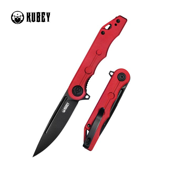 KUBEY Mizo Folding Knife, Red & Black