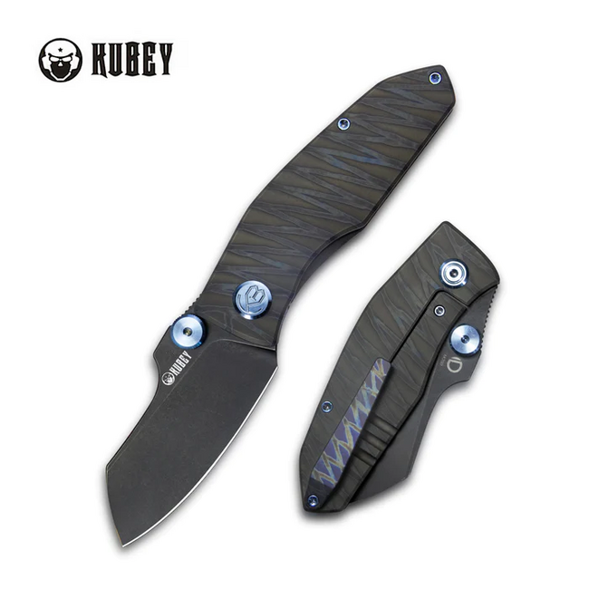 KUBEY Monsterdog Folding Knife Black/Flame Titanium