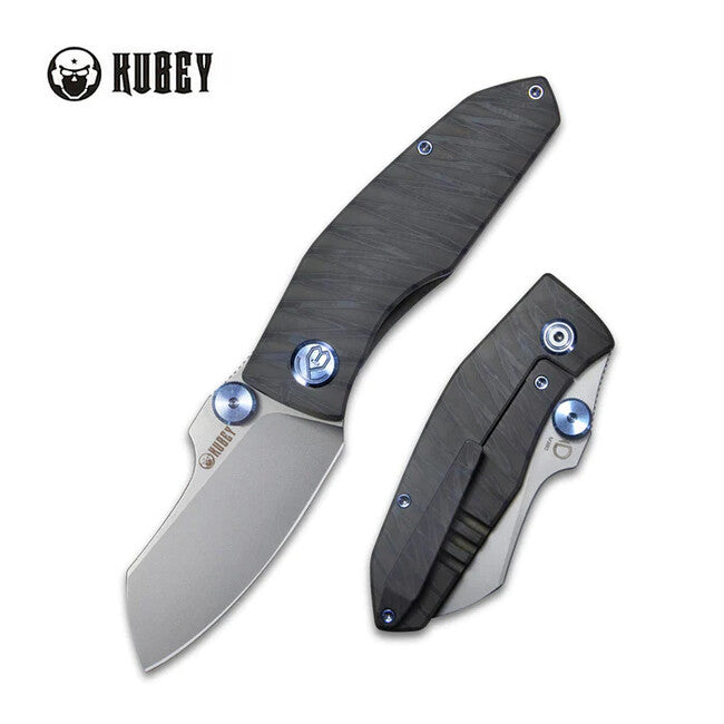 KUBEY Monsterdog Flame Folding Knife, Titanium