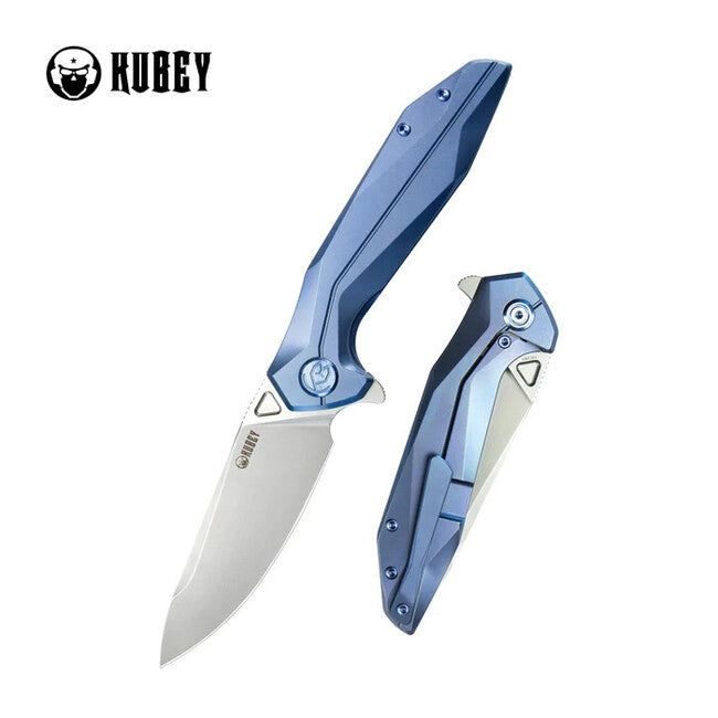 KUBEY Nova Folding Knife, Blue Titanium