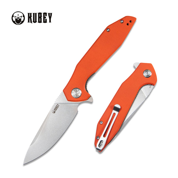 KUBEY Nova Folding Knife, D2 Steel, Orange