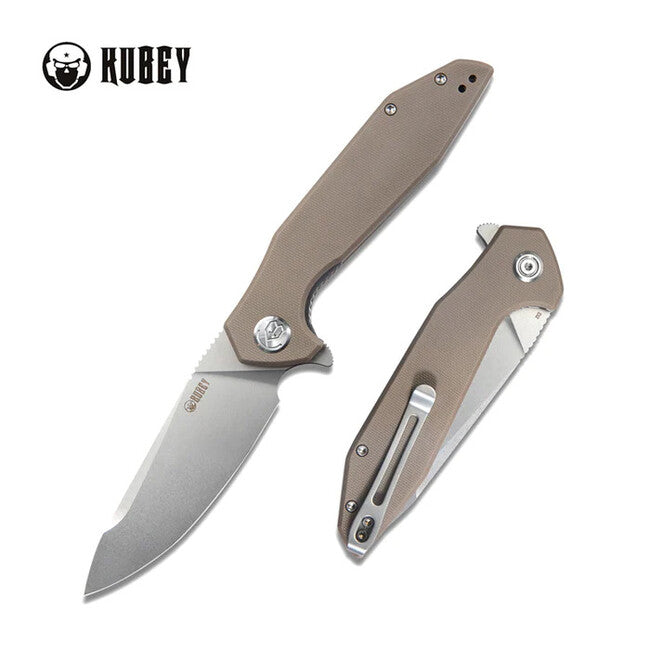 KUBEY Nova Folding Knife, D2 Steel, Tan