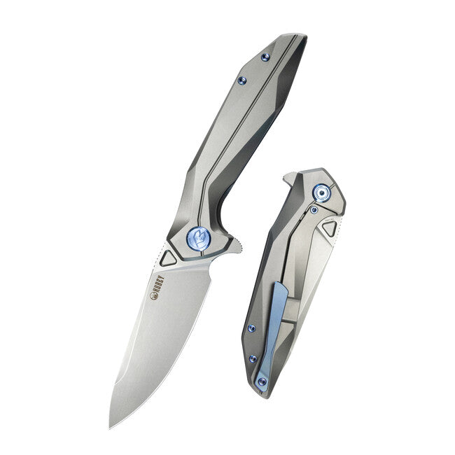 KUBEY Nova Folding Knife, Silver Titanium