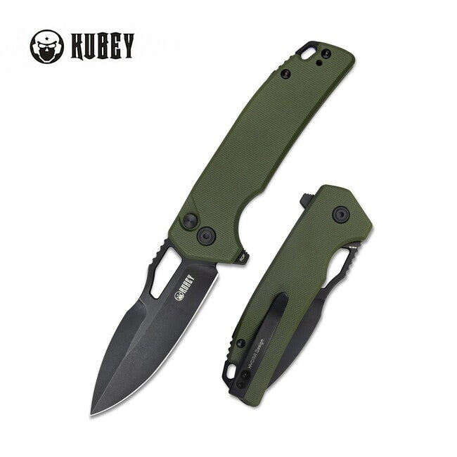 KUBEY RDF Pocket Knife, Green & Black