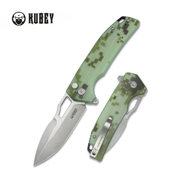 KUBEY RDF Pocket Knife, Tan G10
