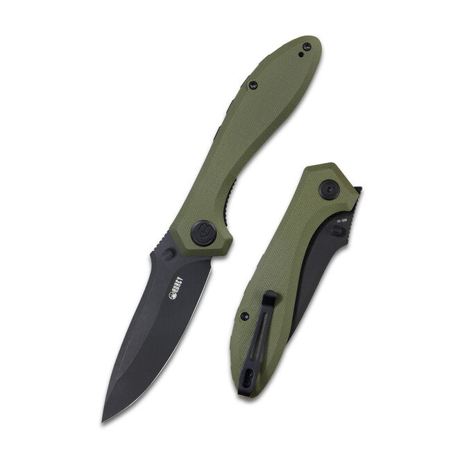 KUBEY Ruckus Folding Knife, Green & Black