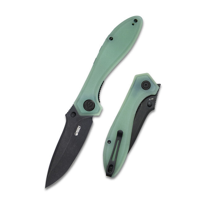 KUBEY Ruckus Folding Knife Jade & Black