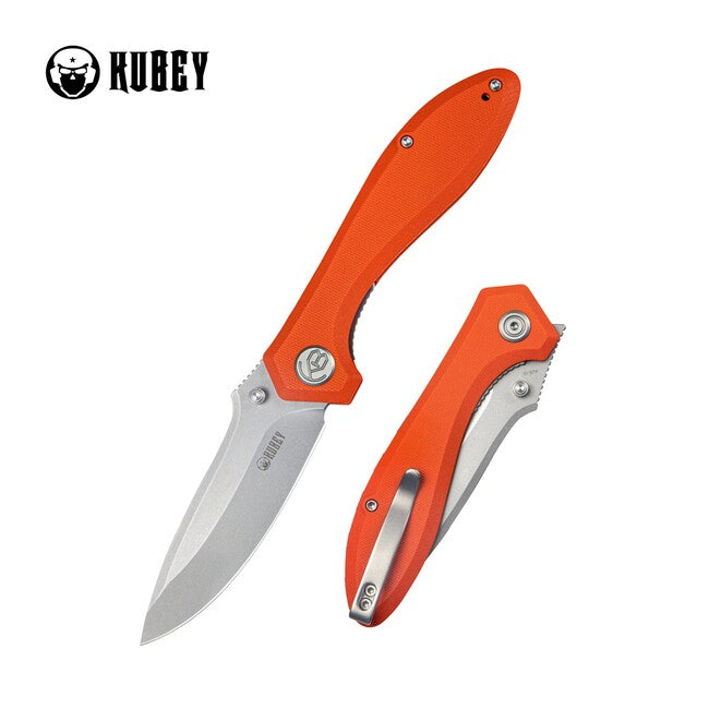 KUBEY Ruckus Folding Knife Orange G10