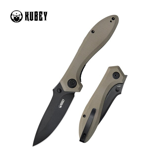 KUBEY Ruckus Folding Knife Tan and Black