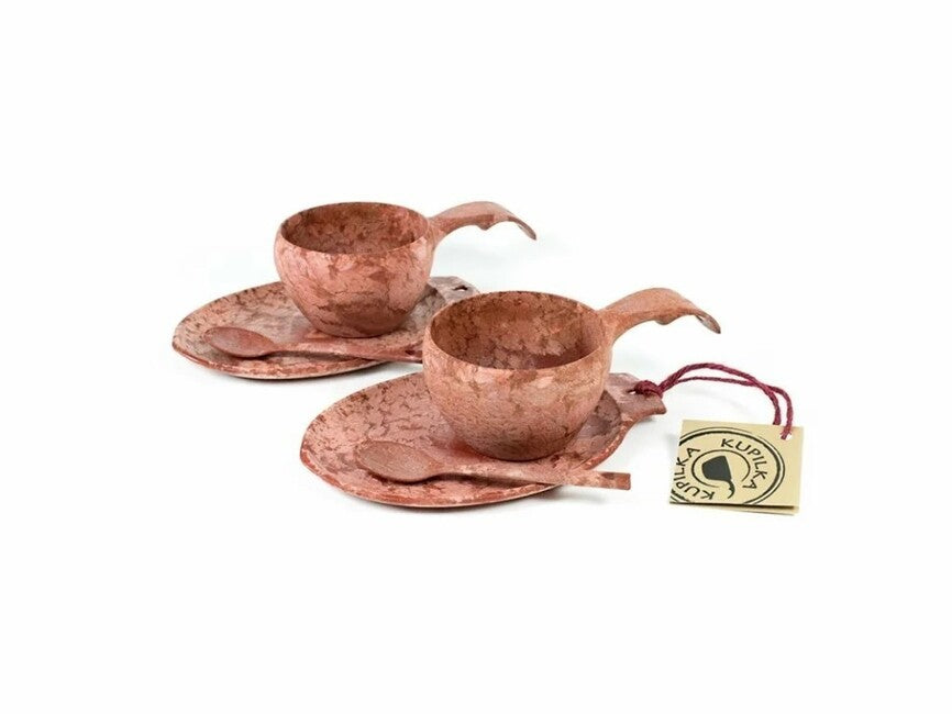 Kupilka Slow Down Set Red 2 x Cup with Plate and Spoon, Red