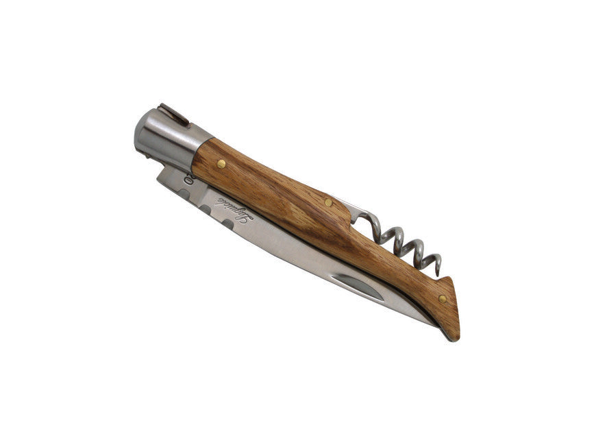 Laguiole DUB042 vreckový nôž s vývrtkou, čepeľ 12cm, oceľ 420, rukoväť drevo zebrawood