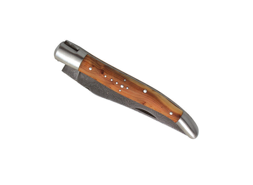 Laguiole DUB070 Pocket Knife, 12cm Blade, Damascus Steel, Juniper Handle