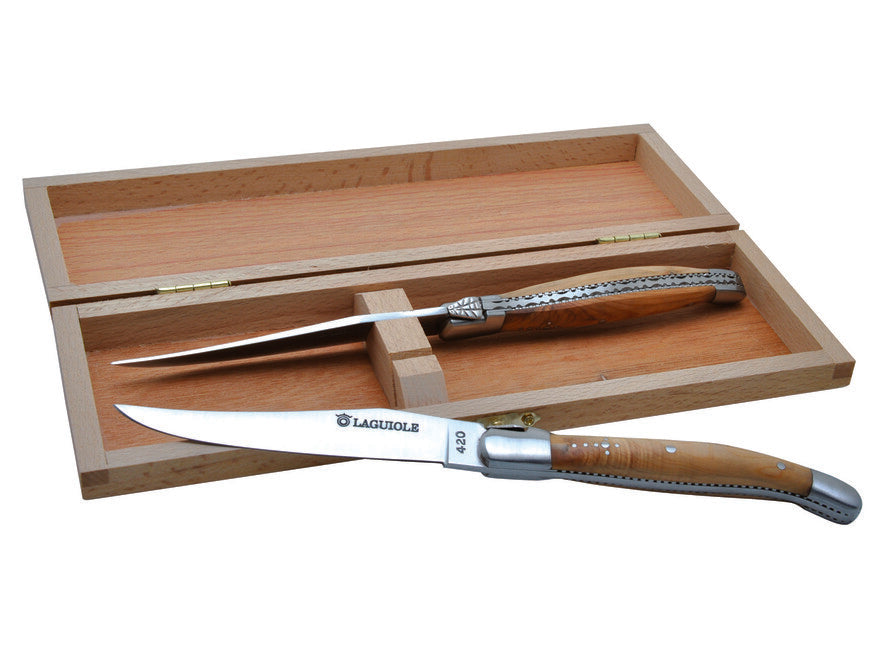 Laguiole DUB127 Steak Knife Set with Juniper Wood Handle