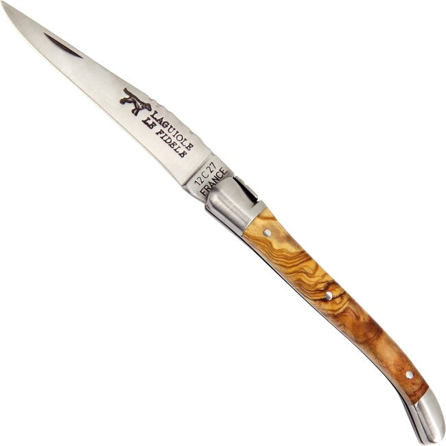 Laguiole Le Fidele Folding Knife, Olive Wood Handle, 8cm