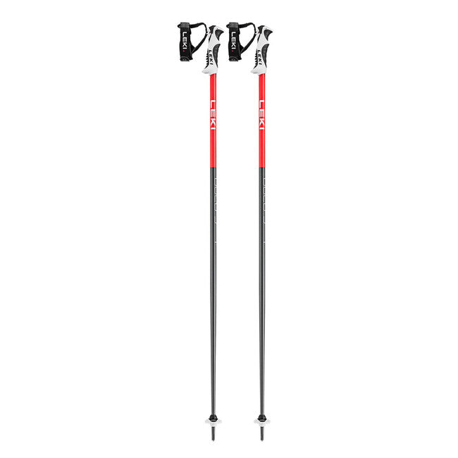 LEKI Bold S Ski Poles, Dark Anthracite-Bright Red-White