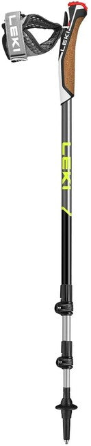 LEKI Traveller Alu Nordic Walking Poles, Black-Silver Grey-Neon Yellow, 90-130 cm