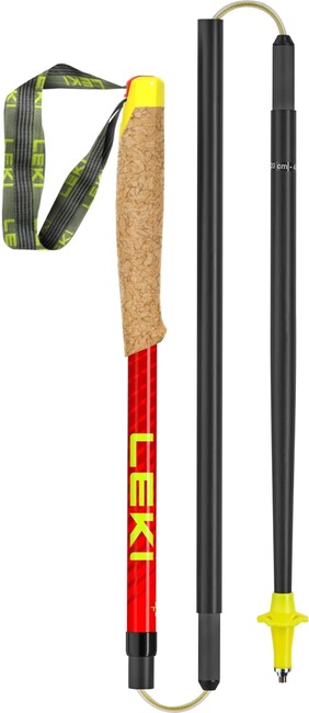 LEKI Alphatrail FX.One Superlite Trail Running Poles, Natural Carbon - Bright Red - Neon Pink