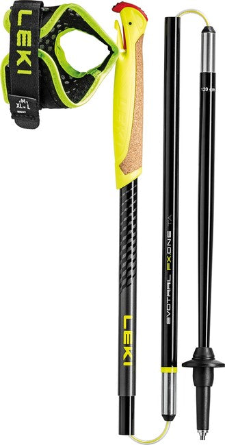 LEKI Evotrail FX.One TA Trail Running Poles, Black-Neon Yellow-Dark Anthracite