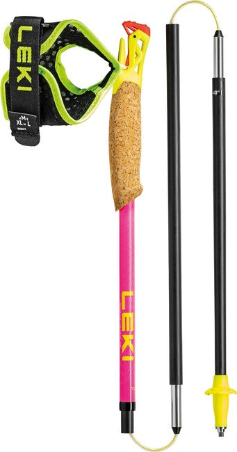 LEKI Ultratrail FX.One Superlite Trail Running Poles, Neon Pink - Neon Yellow - Natural Carbon