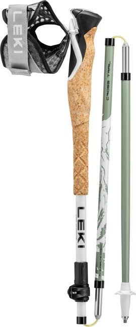 LEKI Cross Trail FX Superlite Trekking Poles, White-Envy Green-Black, 110-130 cm