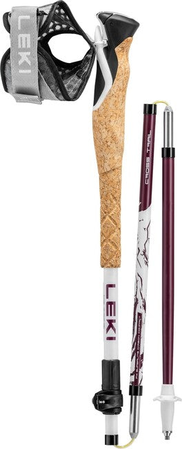 LEKI Cross Trail FX Superlite Compact Trekking Poles, White-Pink-Black, 100-120 cm