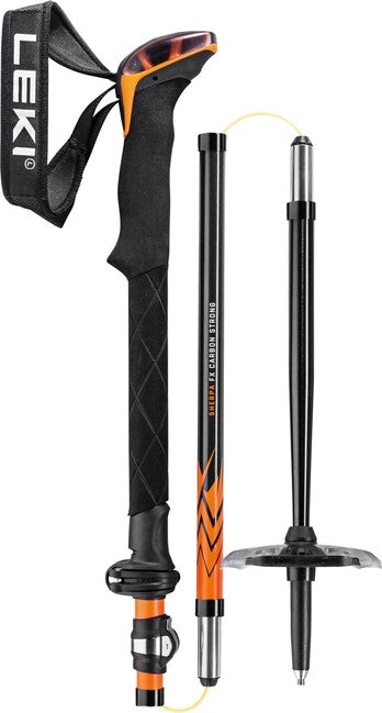 LEKI Sherpa FX Carbon Strong Trekking Poles, Orange-Denim Blue, 120-140 cm