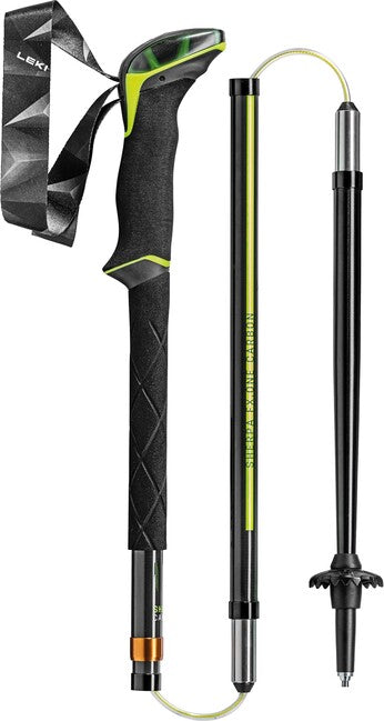 LEKI Sherpa FX.One Carbon Trekking Poles, Natural Carbon-Neon Yellow-White