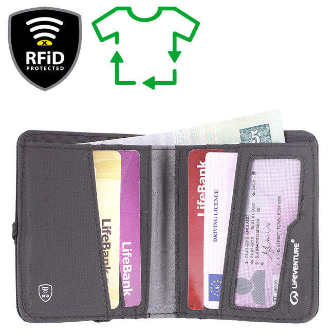 Lifeventure RFiD Compact Wallet Recycled, Grey