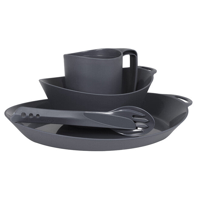 Lifeventure Ellipse Plastic Dinnerware Set 4-Piece, Graphite
