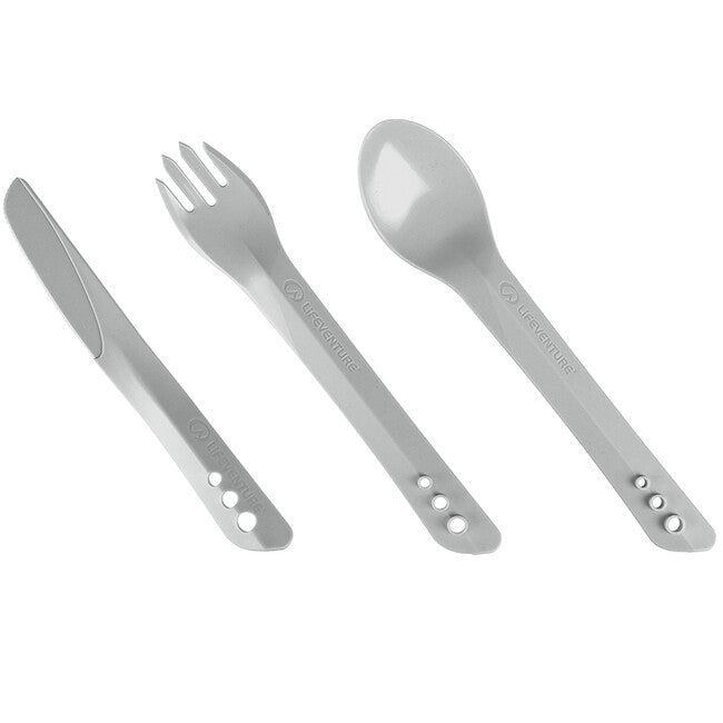 Lifeventure Ellipse Cutlery Set, Light Grey